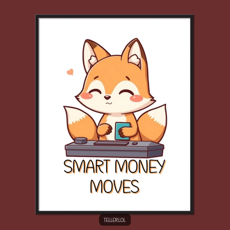 Funny Fox Digital Art: Transaction Humor Scene, Perfect Printable Gift