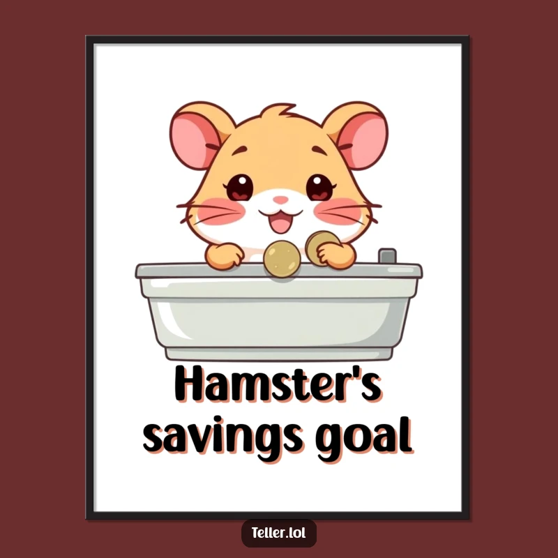 Funny Hamster Cashier Art Print: Happy Hamster Coin Handler, Wall Decor Funny Gift!