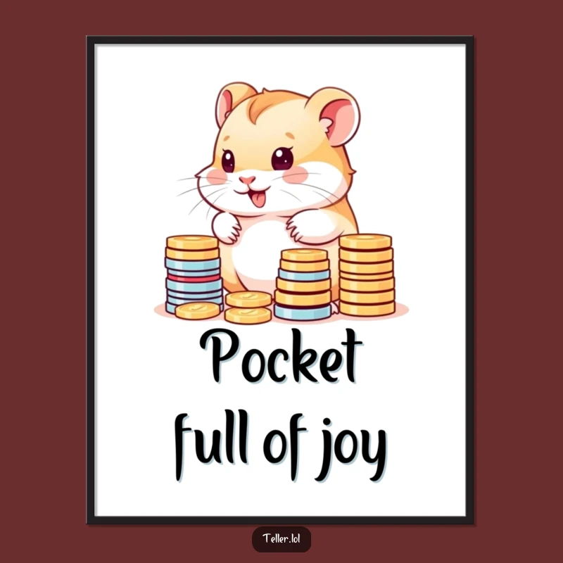 Funny Hamster Digital Art: Cute Coin Counter, Instant Humorous Decor Download