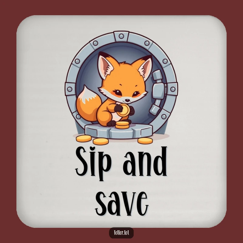 Funny Fox Drink Coaster: Careful Vault Saver, Protect Surfaces with Humor