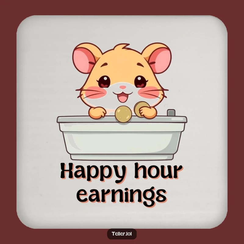 Funny Hamster Cashier Coaster: Happy Hamster Coin Handler, Cute Party Gift!