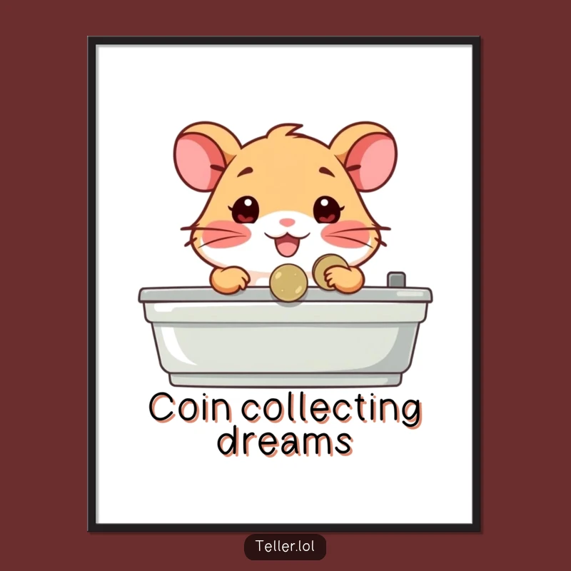 Funny Hamster Cashier Poster: Happy Hamster Handing Coin, Wall Art Funny Gift!