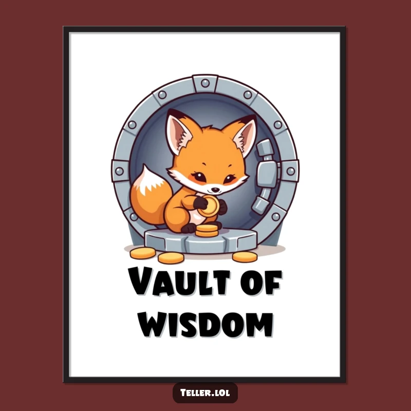 Funny Fox Poster: Careful Vault Saver, Whimsical Wall Art for Secure Spaces