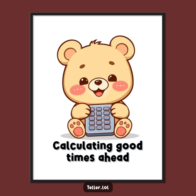 Funny Free Printable Wall Art: Whimsical Bear Cub Calculator for Quirky Decor