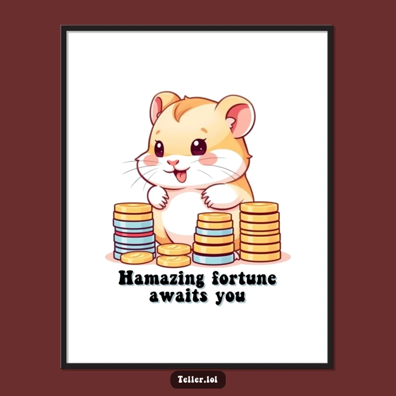 Free Printable Wall Art: Funny Hamster Counting Coins, Whimsical Downloadable Decor