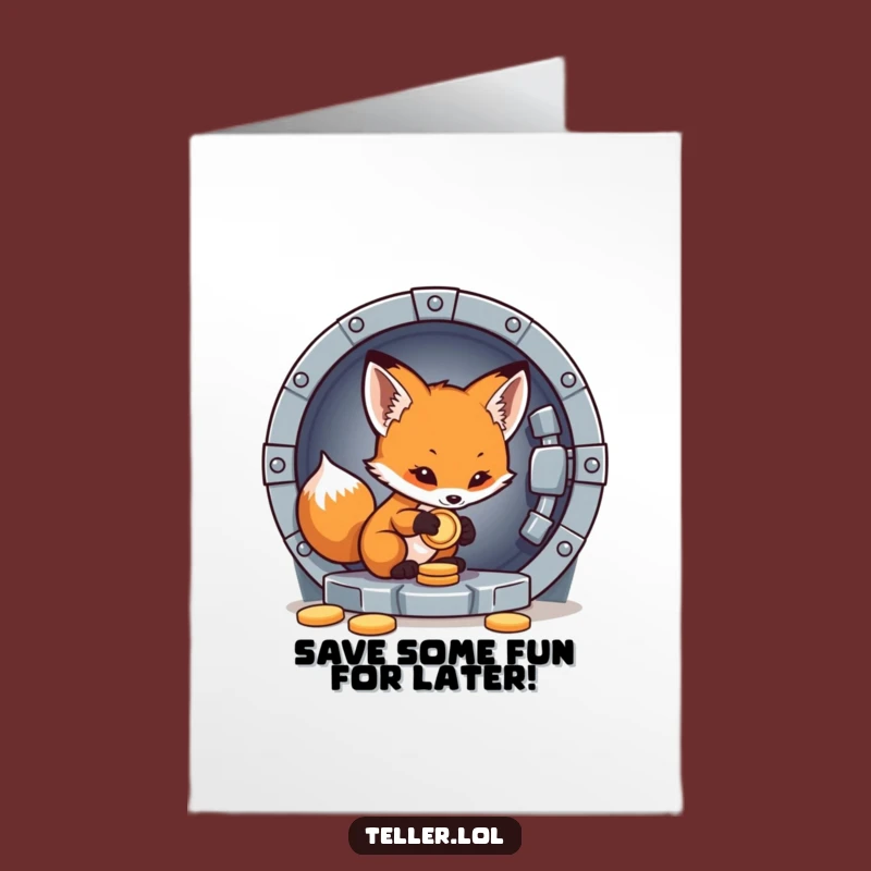 Free Printable Birthday Card: Funny Fox Saving Coin, Perfect Downloadable Gift