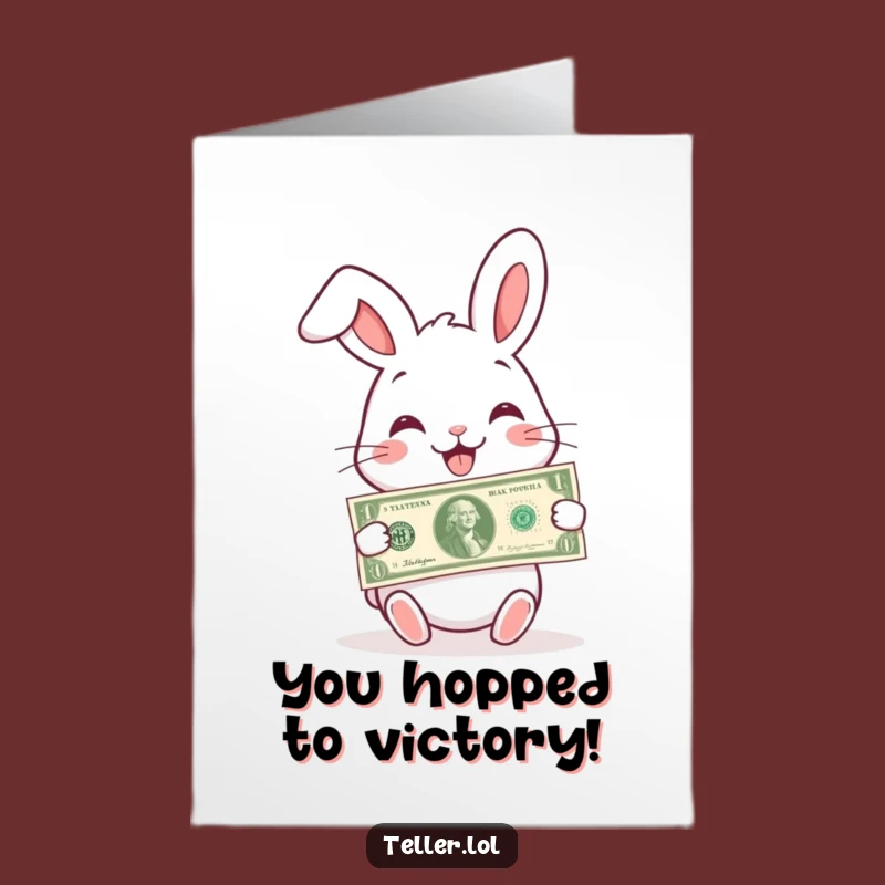 Free Printable Congrats Card: Funny Rabbit Giving Money, Wonderful Downloadable Gift