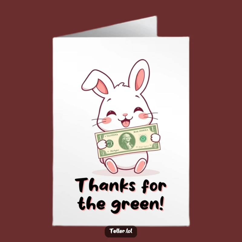 Free Printable Thank You Card: Funny Rabbit Giving Money, Generous Downloadable Gift