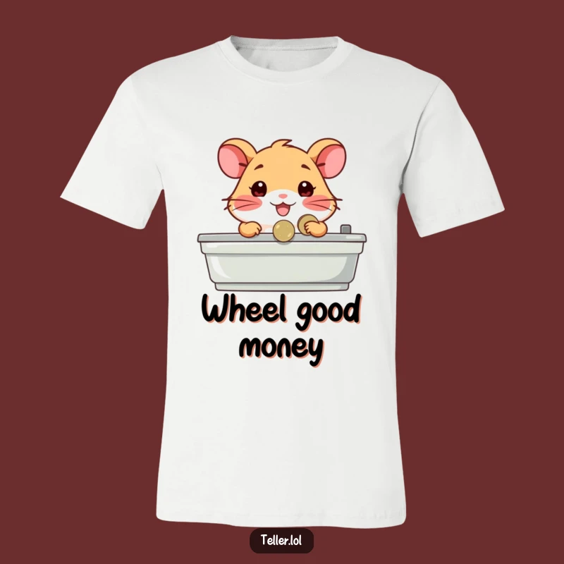 Funny Hamster Cashier T-Shirt: Happy Hamster Handing Coin, Funny Bargain Gift!