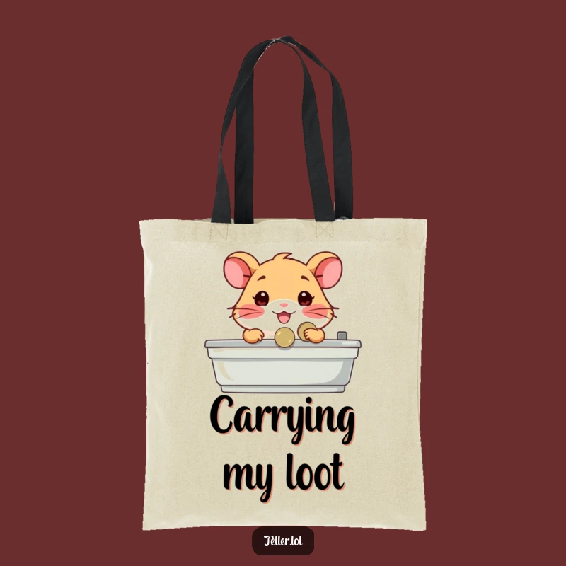 Funny Hamster Cashier Tote Bag: Happy Hamster Handing Coin, Practical Funny Gift!