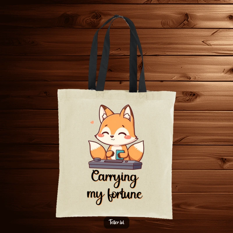 Funny Fox Tote Bag: A playful fox character stands with a friendly nod, symbolizing a smooth and humorous transaction.